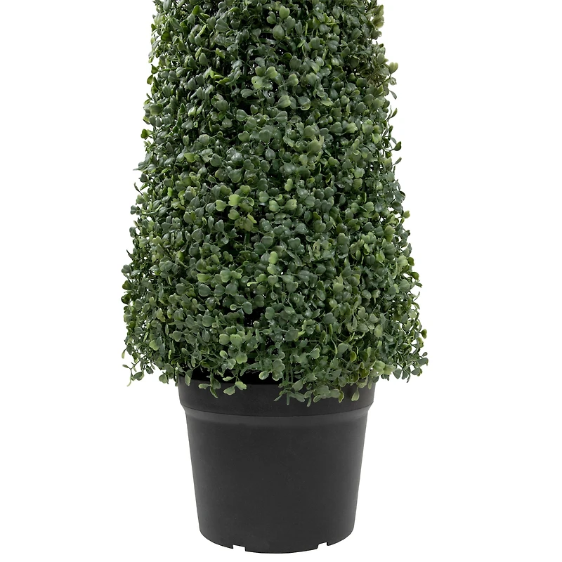 4ft. Unlit Artificial Two-Tone Boxwood Pyramid Topiary Tree with Round Pot