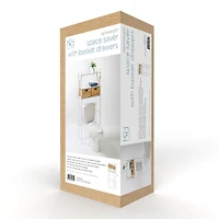 Honey Can Do 3-Tier White Decorative Over-the-Toilet Space Saver with Woven Baskets