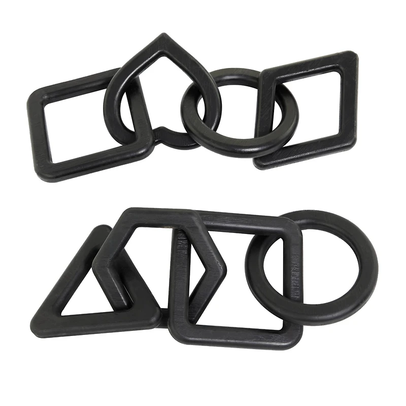 CosmoLiving by Cosmopolitan Black Geometric Wood-Inspired Chain Sculpture Set