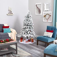 6ft. Pre-Lit Flocked Montana Down Swept Spruce Artificial Christmas Tree with Clear LED Lights