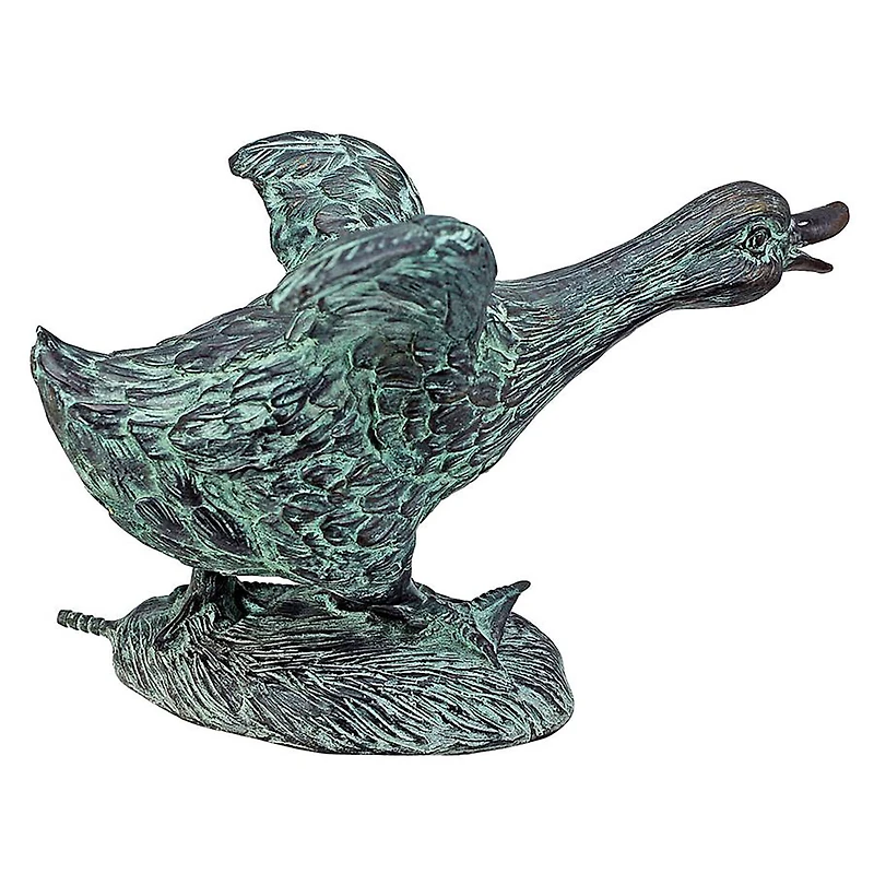 Design Toscano Lindell Pond Bronze Ducks Spitting Running Duck Garden Statue