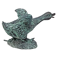 Design Toscano Lindell Pond Bronze Ducks Spitting Running Duck Garden Statue