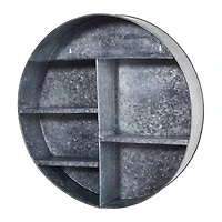 18" Galvanized Circular Metal Wall Mounted Shelf with Four Tier Shelves