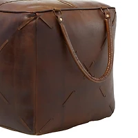 19" Brown Leather Rustic Stool