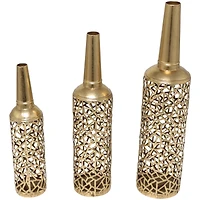Novogratz Gold Metal Abstract Patterned Vase with Open Frame Design Set