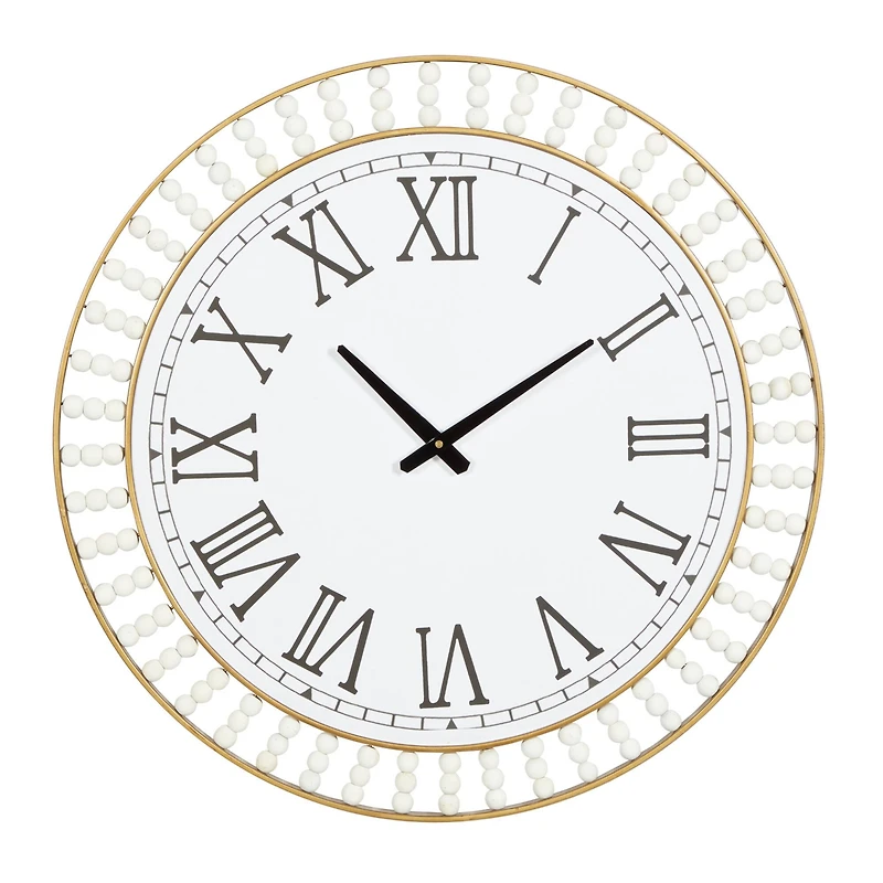White Metal Contemporary Wall Clock, 24" x 24" x 2"