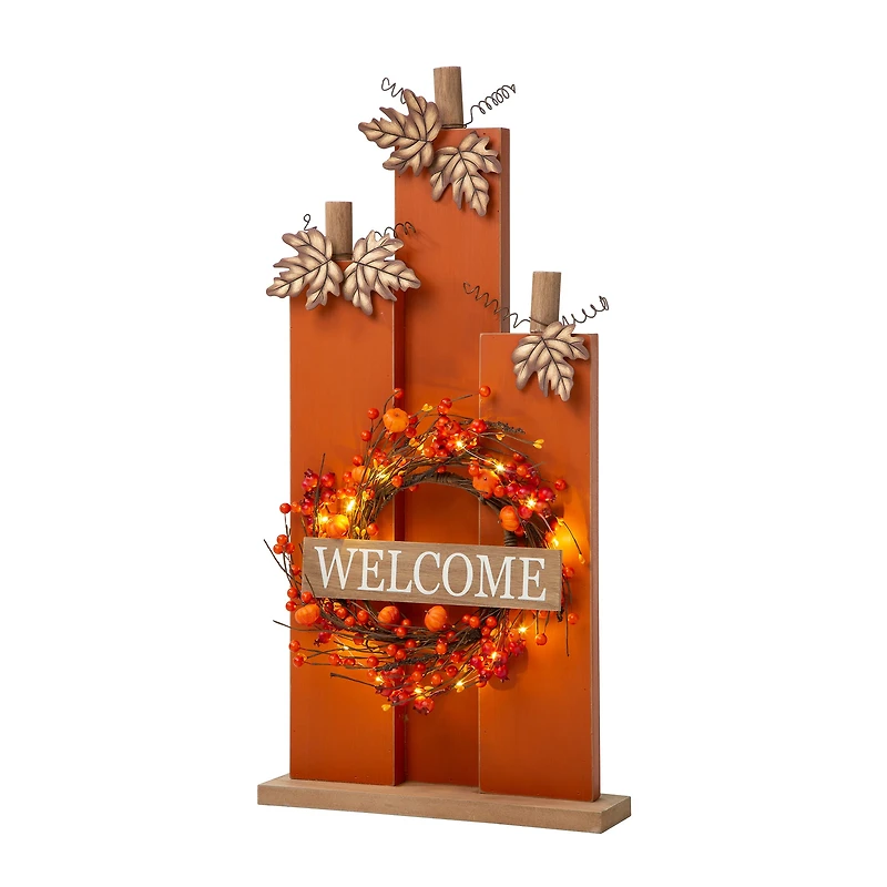 Glitzhome® 30" Fall Lighted Pumpkin & Wreath Décor
