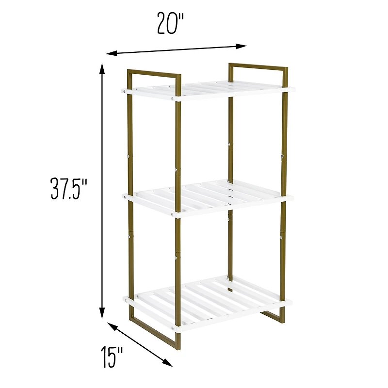 6 Pack: Honey Can Do Olive & White 3-Tier Tubular Metal Shelf