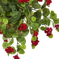 2.2ft. Red Geranium Artificial Plant in Hanging Basket