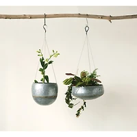Hello Honey® 12" Grey & Gold Hanging Iron Planter