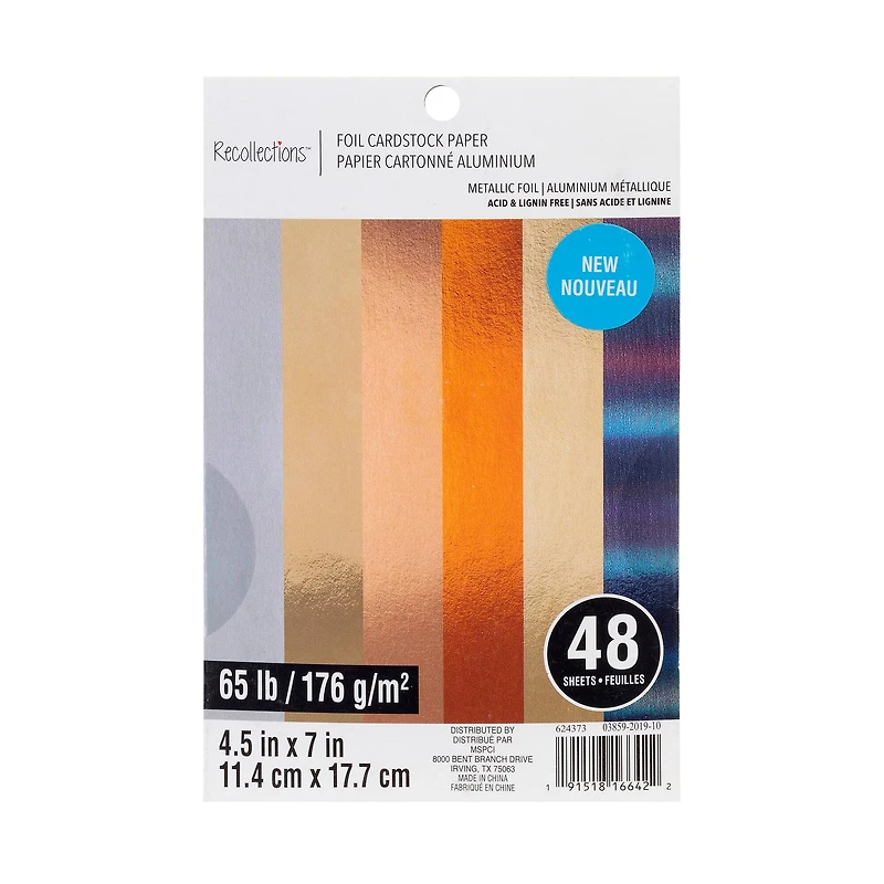 6 Packs: 48 ct. (288 total) Metallic Foil Cardstock Paper Value Pack by Recollections™, 4.5" x 7"