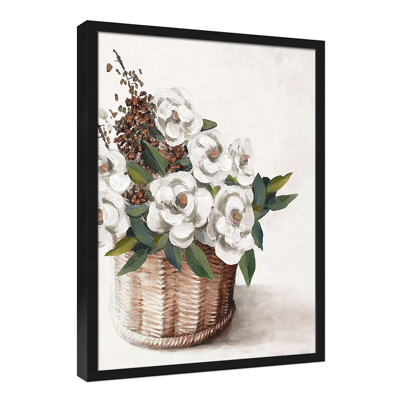 Spice Basket Florals 20" x 30" Black Framed Canvas