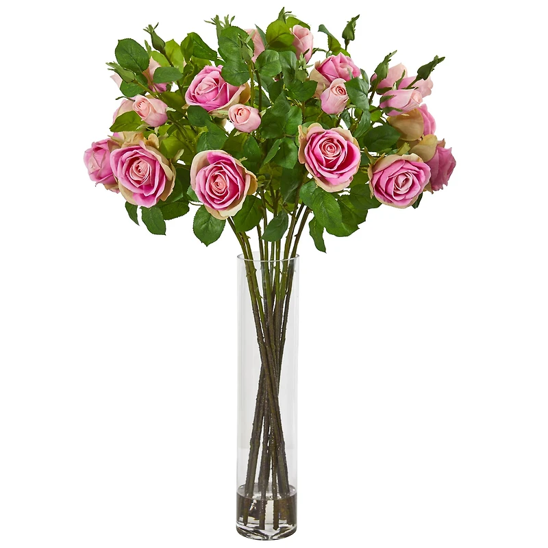 34" Rose Floral Arrangement in Cylinder Vase