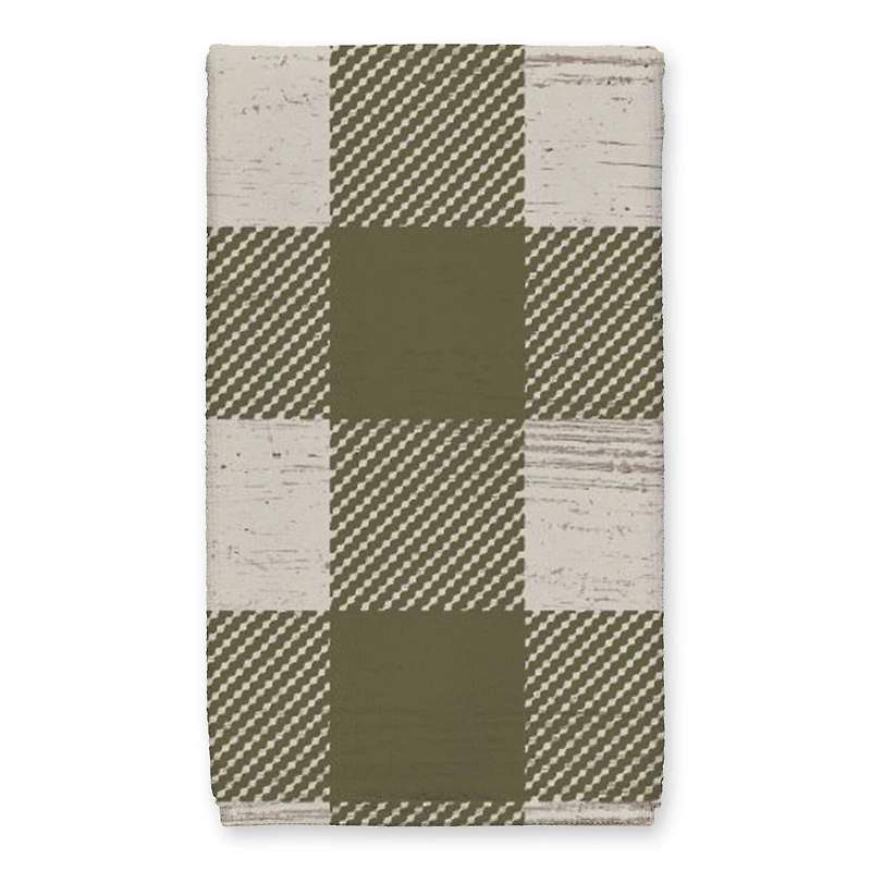 Our Cozy Kitchen Green Buffalo Check Tea Towel - Set of 2