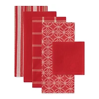 DII® Assorted Red Dishtowel & Dishcloth (Set of 5)