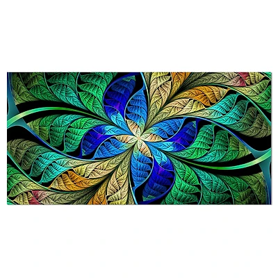 Designart - Blue Green Fractal Flower Petals