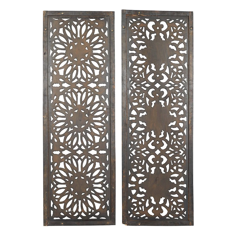 Set of 2 Brown Wood Traditional Wall Decor, 48" x 16"