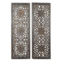 Set of 2 Brown Wood Traditional Wall Decor, 48" x 16"