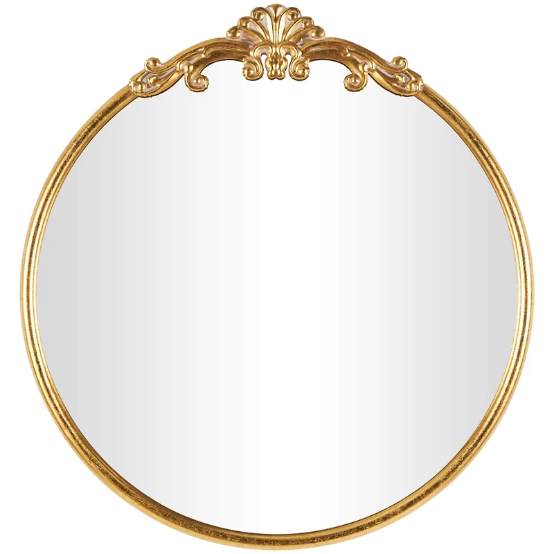 30" x 32" Gold Metal Ornate Baroque Round Wall Mirror