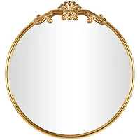 30" x 32" Gold Metal Ornate Baroque Round Wall Mirror