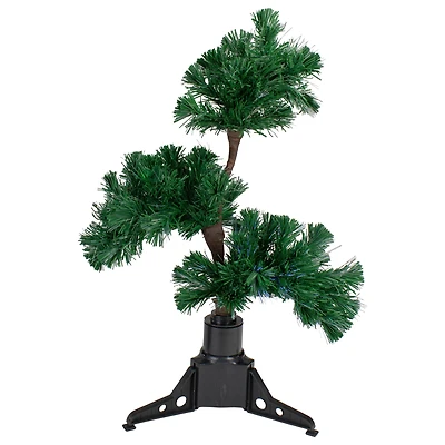 2ft. Pre-Lit Fiber Optic Bonsai-Style Artificial Pine Tree, Multicolor