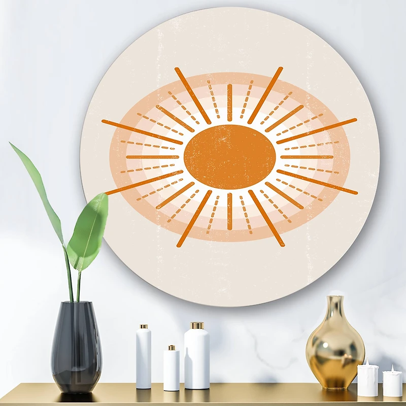 Designart - Minimal Orange Radiant Sun II