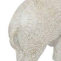 14" White Resin Eclectic Elephant Sculpture