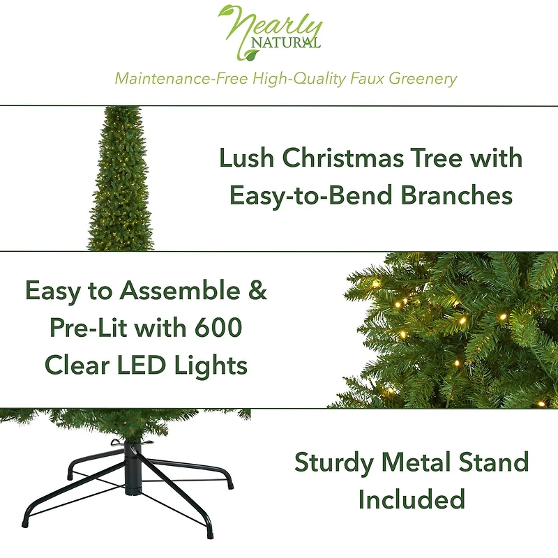 9ft. Pre-Lit Green Mountain Pine Artificial Christmas Tree, Clear LED Lights