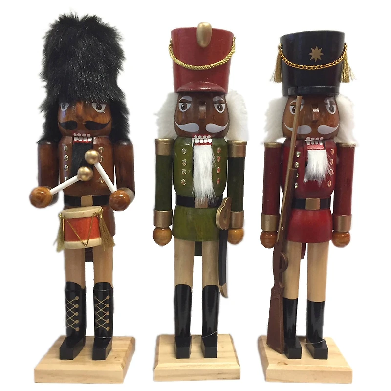 Santa's Workshop 14" Natural Wood Nutcracker Set