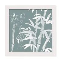 Teal Bamboo White Framed Wall Décor Under Plexiglass