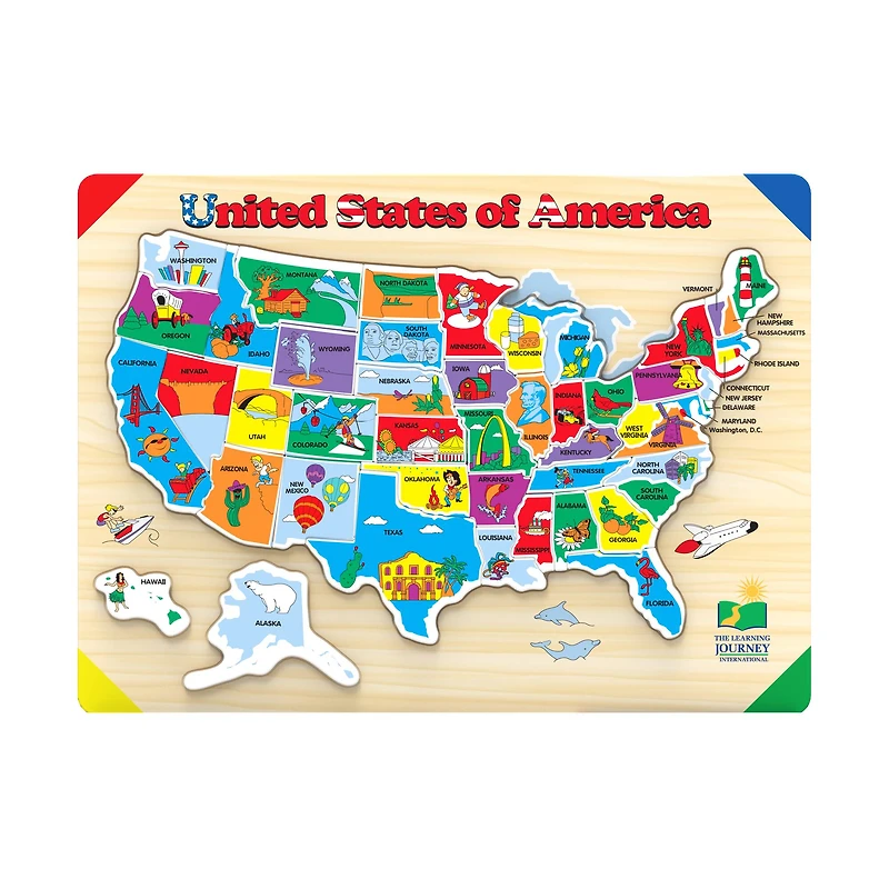 Lift & Learn Puzzle - USA Map: 40 Pcs
