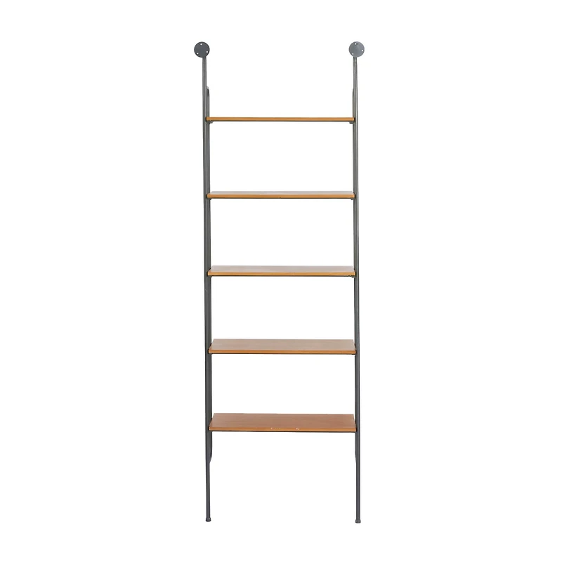 Brown Iron Industrial Wall Shelf, 71" x 23" x 12"