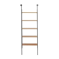 Brown Iron Industrial Wall Shelf, 71" x 23" x 12"