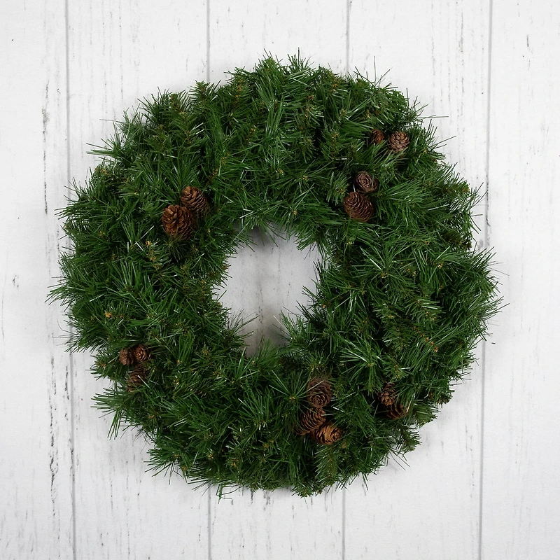 24" Dakota Red Pine Artificial Wreath with Pinecones