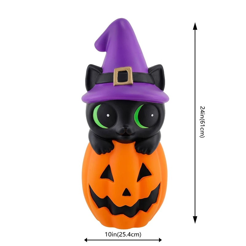 24" LED Lighted Cat & Pumpkin Blow Mold by Ashland®