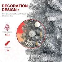 7.5ft. Unlit Silver Pencil Tinsel Artificial Christmas Tree