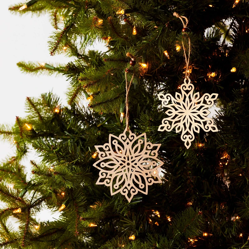 Wood Cut-Out Snowflake Ornaments Set