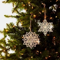 Wood Cut-Out Snowflake Ornaments Set