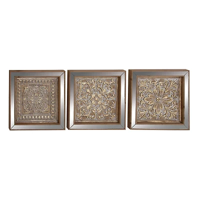 Brown & Silver Metal Glam Floral Wall Décor Set