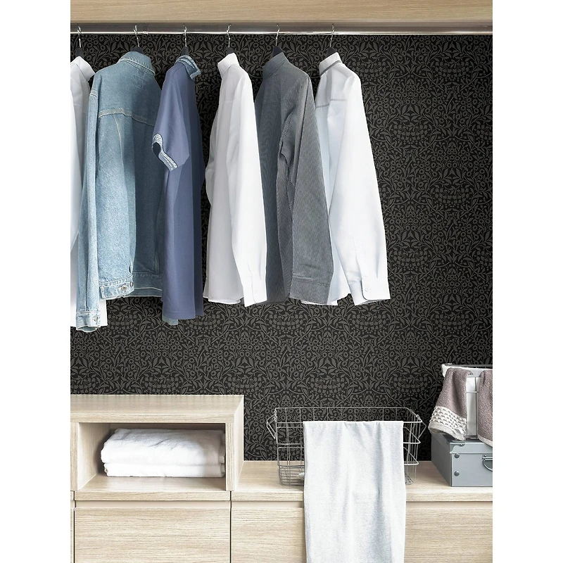 NuWallpaper Charcoal Darcy Peel & Stick Wallpaper