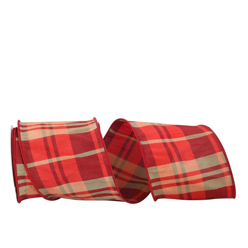 JAM Paper 4" x 10yd. Wired Grand Dupione Plaid Ribbon