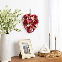 10.25" Mixed Floral & Berries Artificial Valentine's Day Heart Wreath