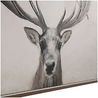 Brown Canvas Deer Gazing Framed Wall Art with Wood Frame