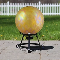 10" Dimpled Amber Iridescent Glass Garden Gazing Ball