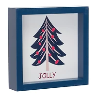 6" Navy Christmas Tree Sentiments Tabletop Décor Set