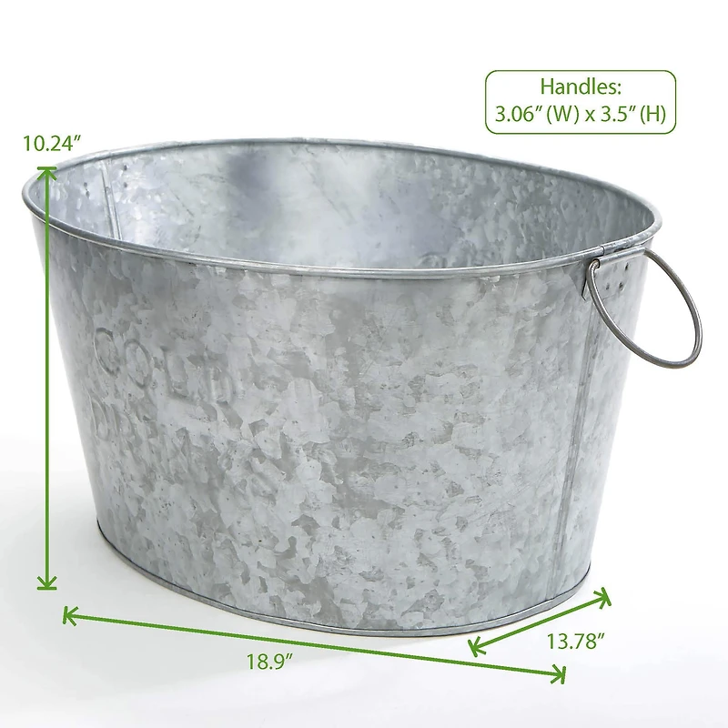 Mind Reader 10'' Medium Round Galvanized Steel Beverage Tub with Handles