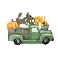 11.25" Green Hello Fall Truck Tabletop Décor