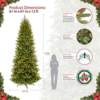 12ft. Pre-Lit Slim Fraser Fir Artificial Christmas Tree, Clear Lights