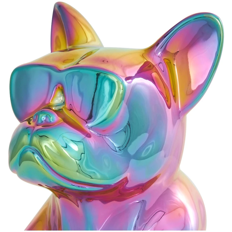 12" Rainbow Ceramic Bulldog Sculpture