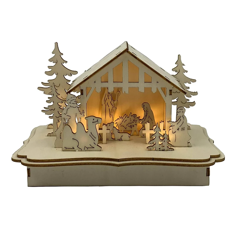 Santa's Workshop 5.4" LED Nativity Scene